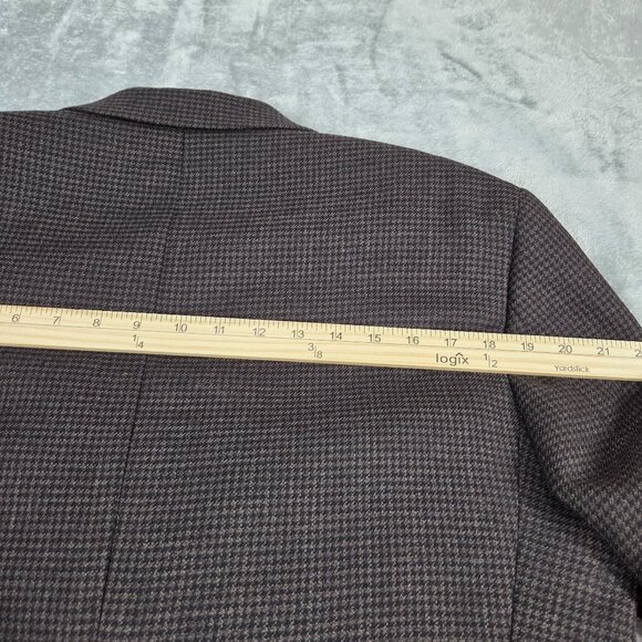 Chaps Sport Coat Mens 40R Brown Black Houndstooth Wool Preppy Blazer Jacket NWOT - Picture 12 of 13